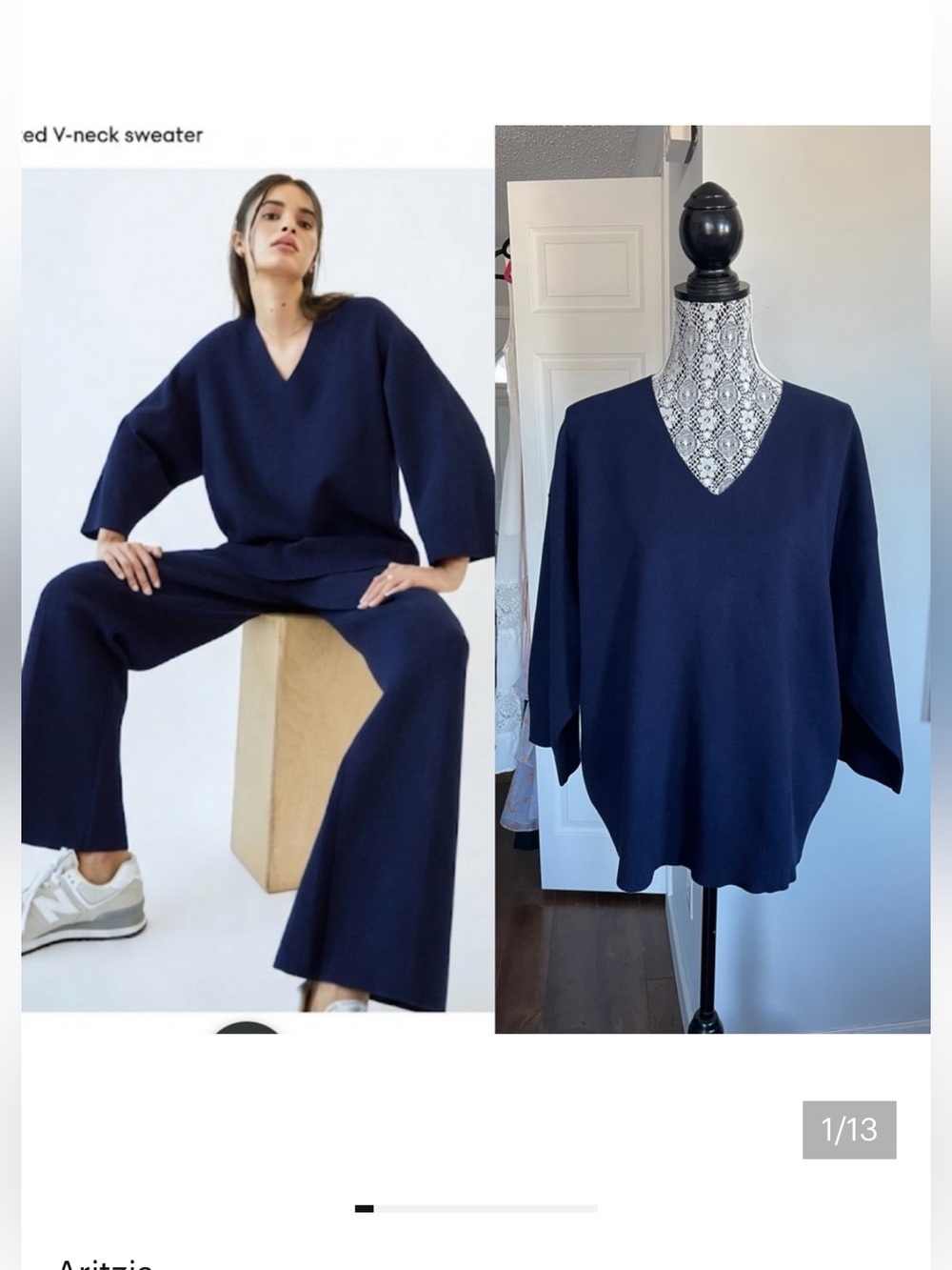 NWT Aritzia Oversized Souvenir Sweater. Indigo Blue. Small/Medium